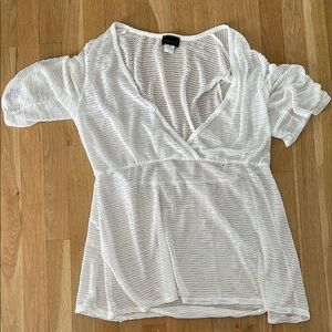 Elegant White Mesh Wrap Top